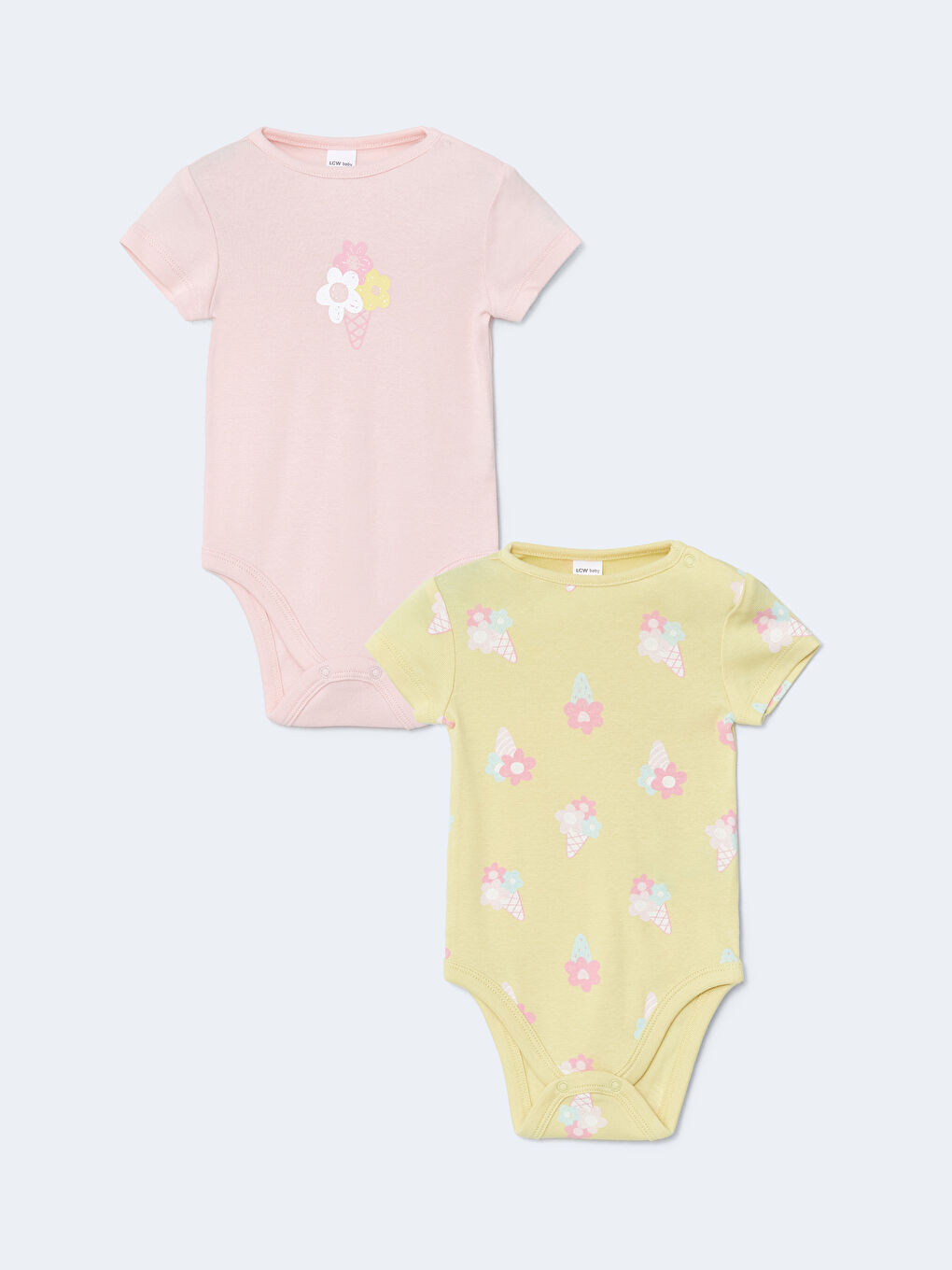Crew Neck Short Sleeve Floral Baby Girl Snap-On Bodysuit 2-Piece -S5G462Z1-JM1