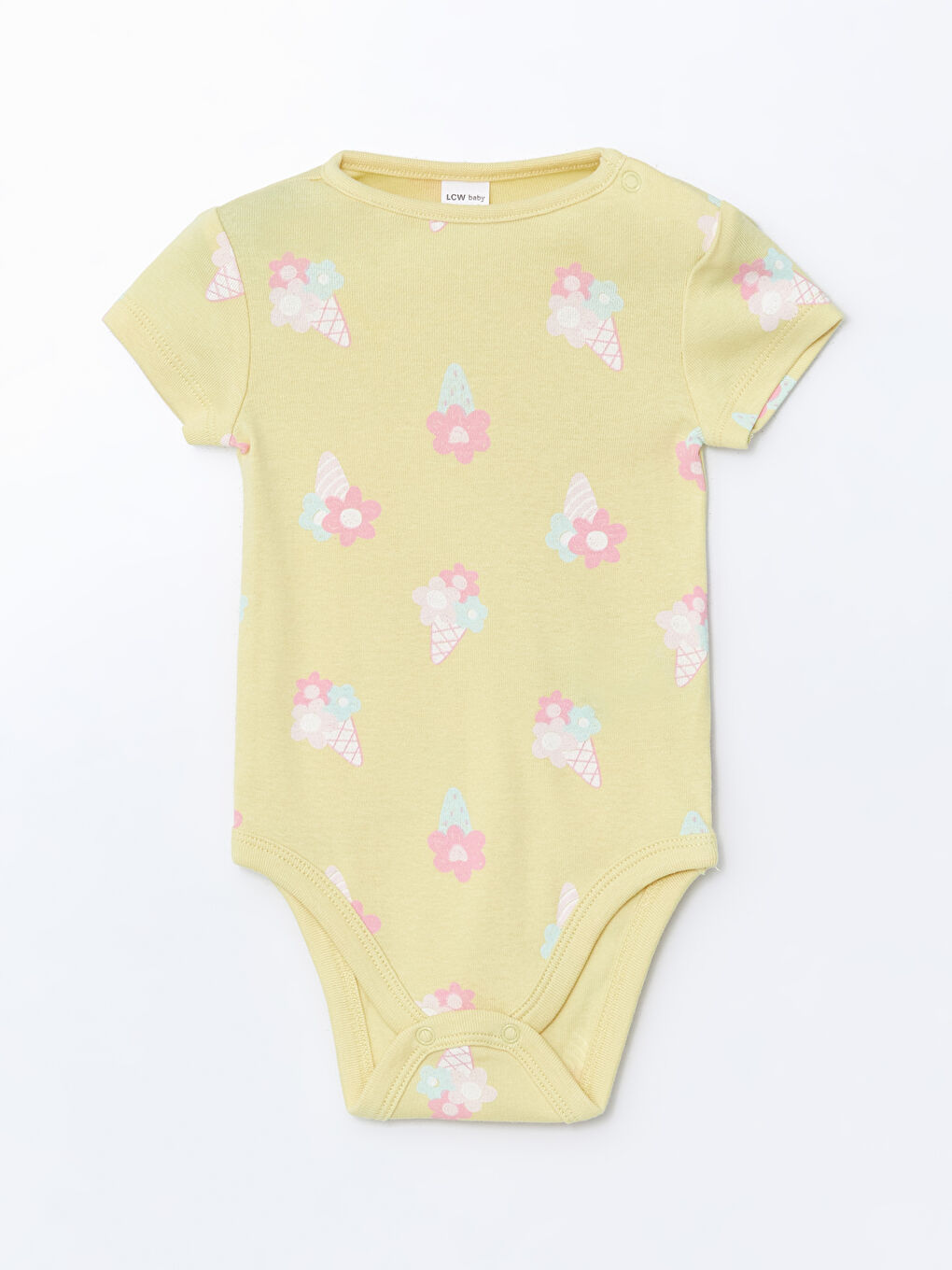 Crew Neck Short Sleeve Floral Baby Girl Snap-On Bodysuit 2-Piece -S5G462Z1-JM1