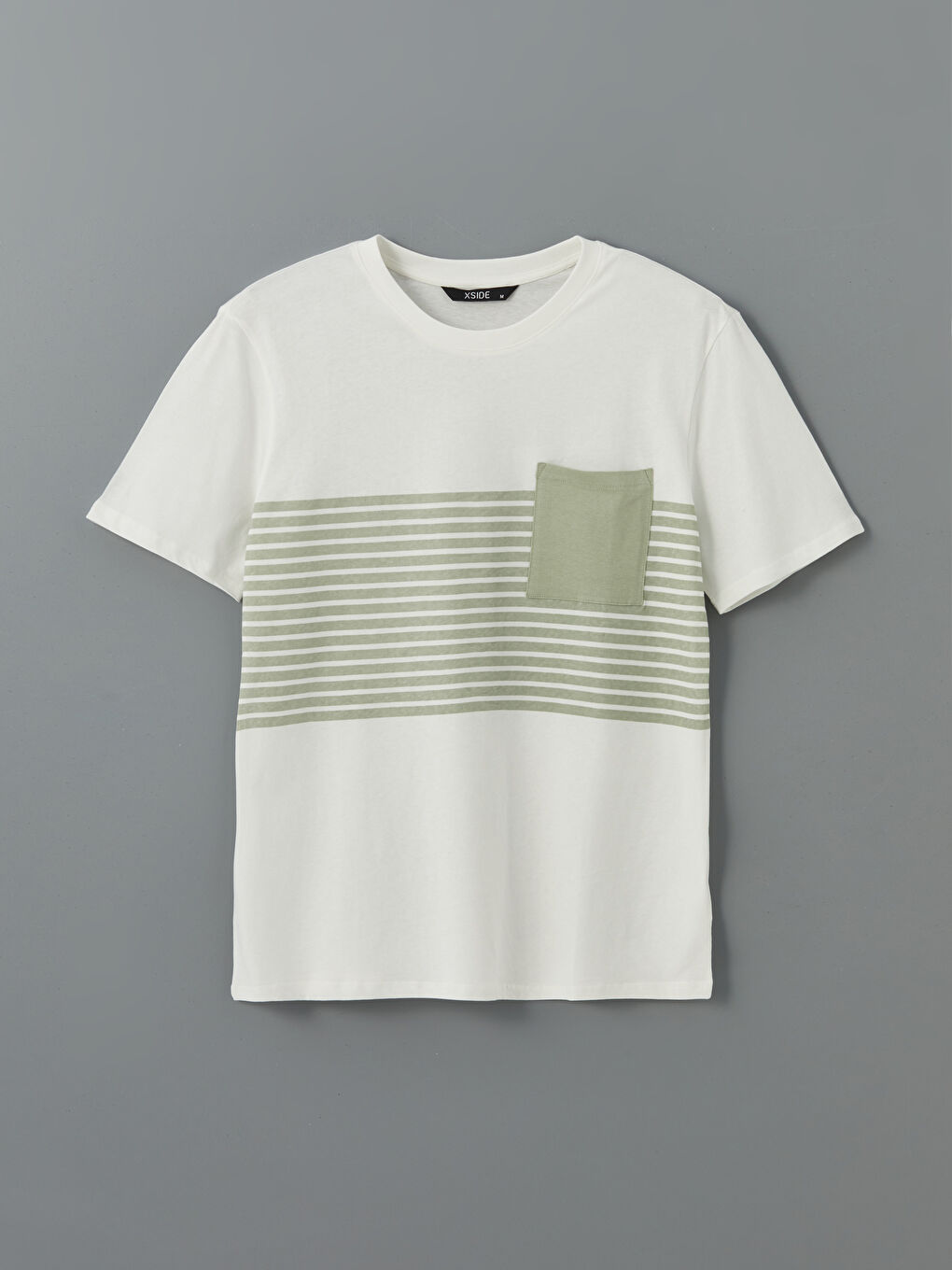 XSIDE Crew Neck Striped Pocket Men's T-Shirt -S5G474Z8-LRR