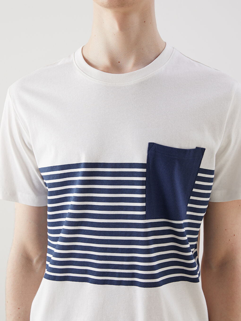XSIDE Crew Neck Striped Pocket Men's T-Shirt -S5G474Z8-LSJ