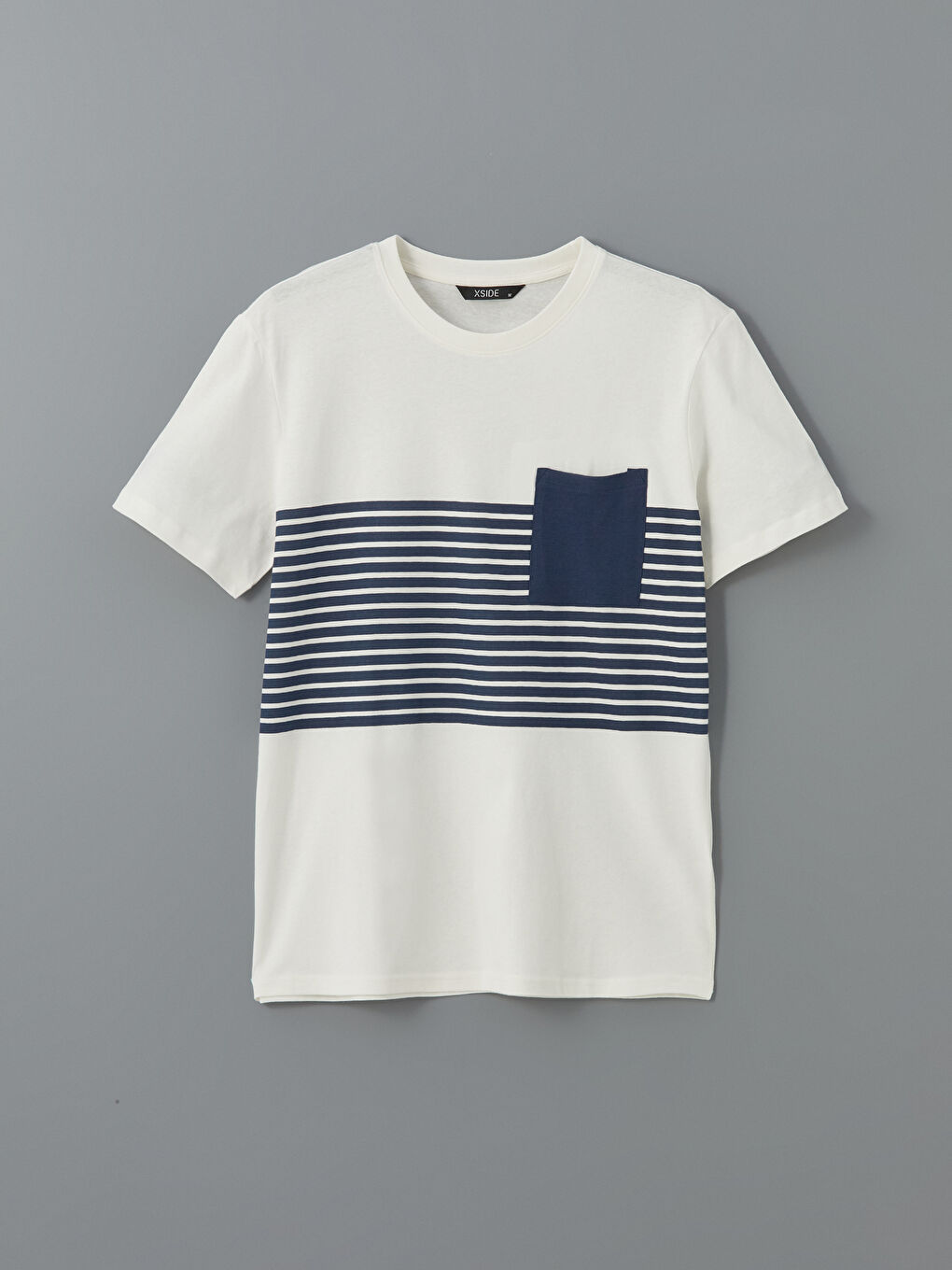 XSIDE Crew Neck Striped Pocket Men's T-Shirt -S5G474Z8-LSJ