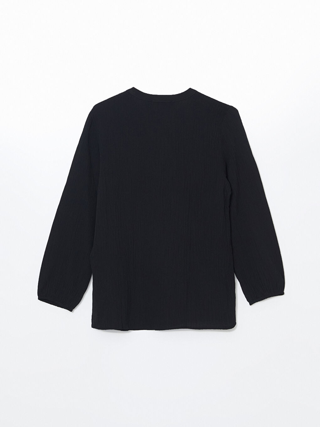 Siyah Bağlamalı Yaka Dokulu Kadın Bluz-5