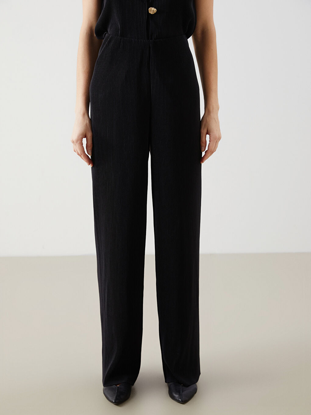 LCW Vision Damenhose mit Weitem Bein und Elastischem Bund -S5G495Z8-CVL