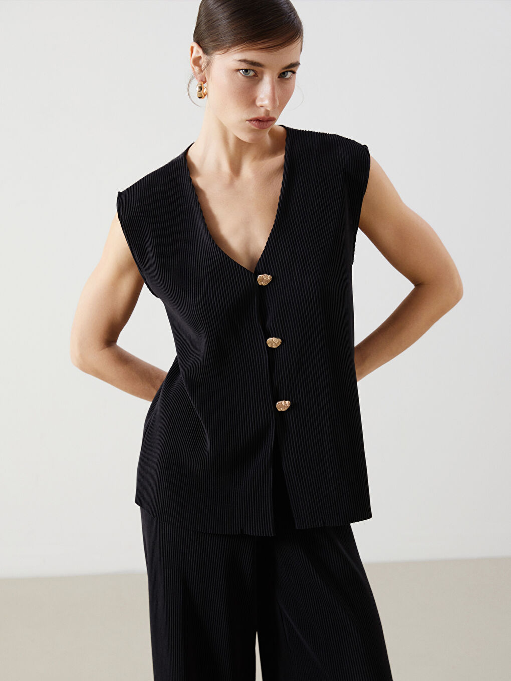 LCW Vision V-Neck Women's Waistcoat -S5G496Z8-CVL