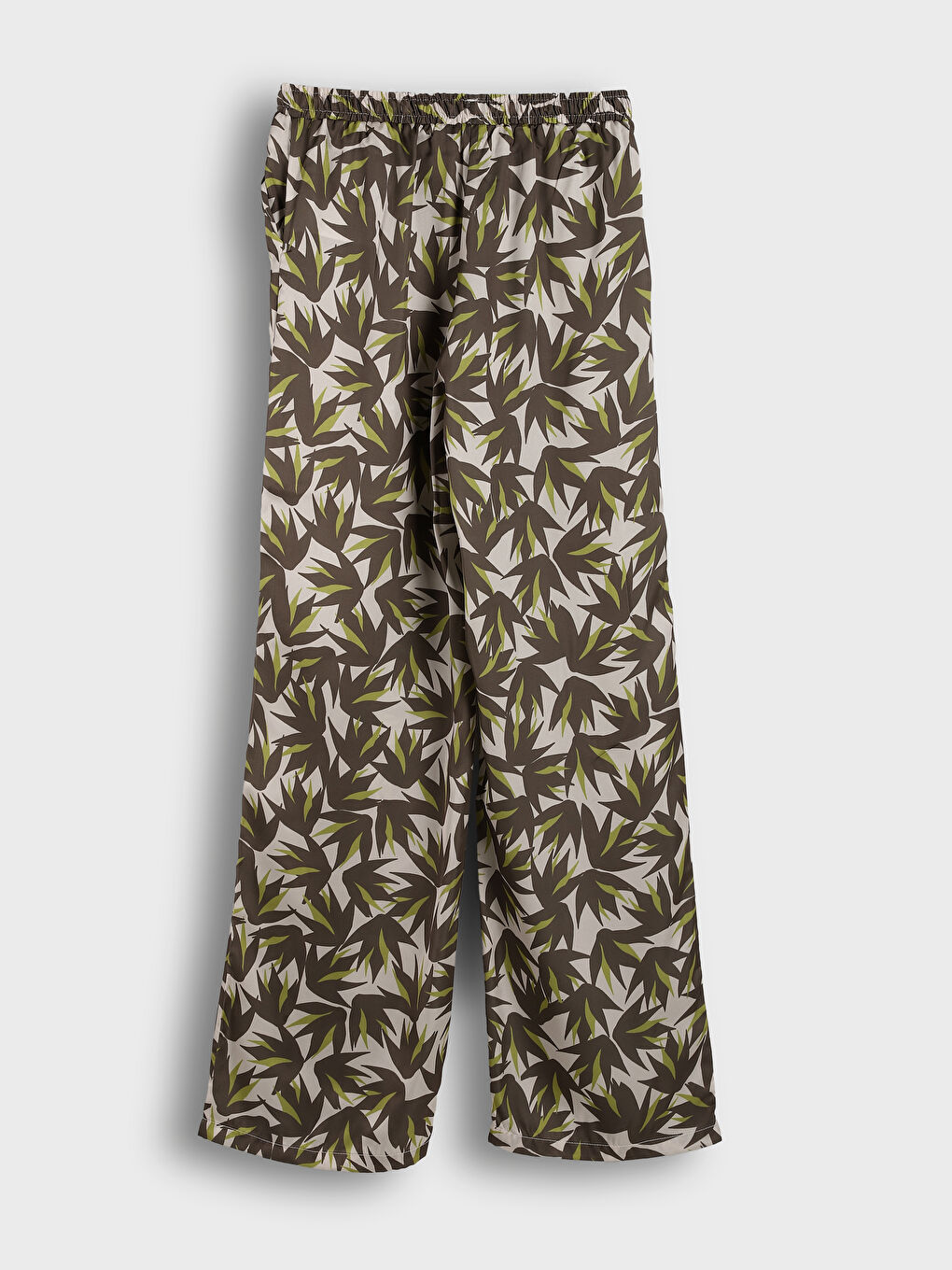 بنطلون نسائي بنقشة بخصر مرن-1