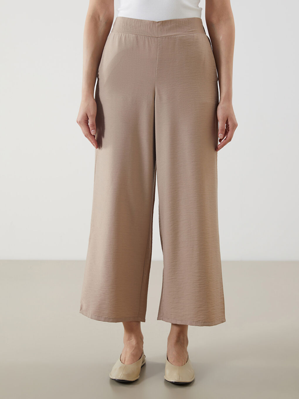 Wide Leg Women Trousers With Elastic Waist -S5G514Z8-JKX