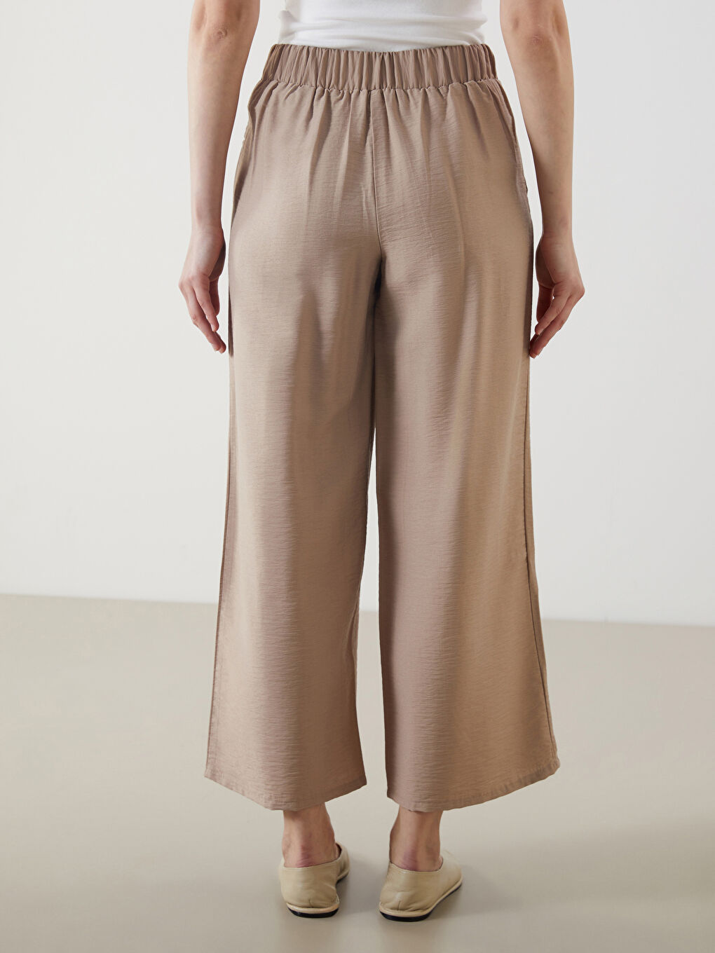 Wide Leg Women Trousers With Elastic Waist -S5G514Z8-JKX