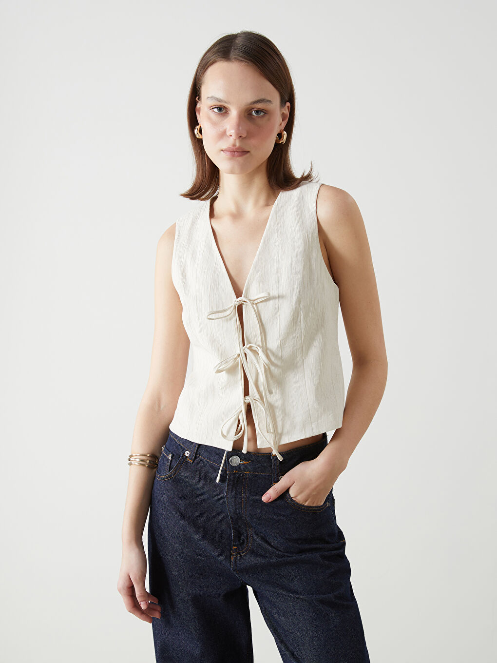 V-Neck Women's Waistcoat -S5G518Z8-MSD