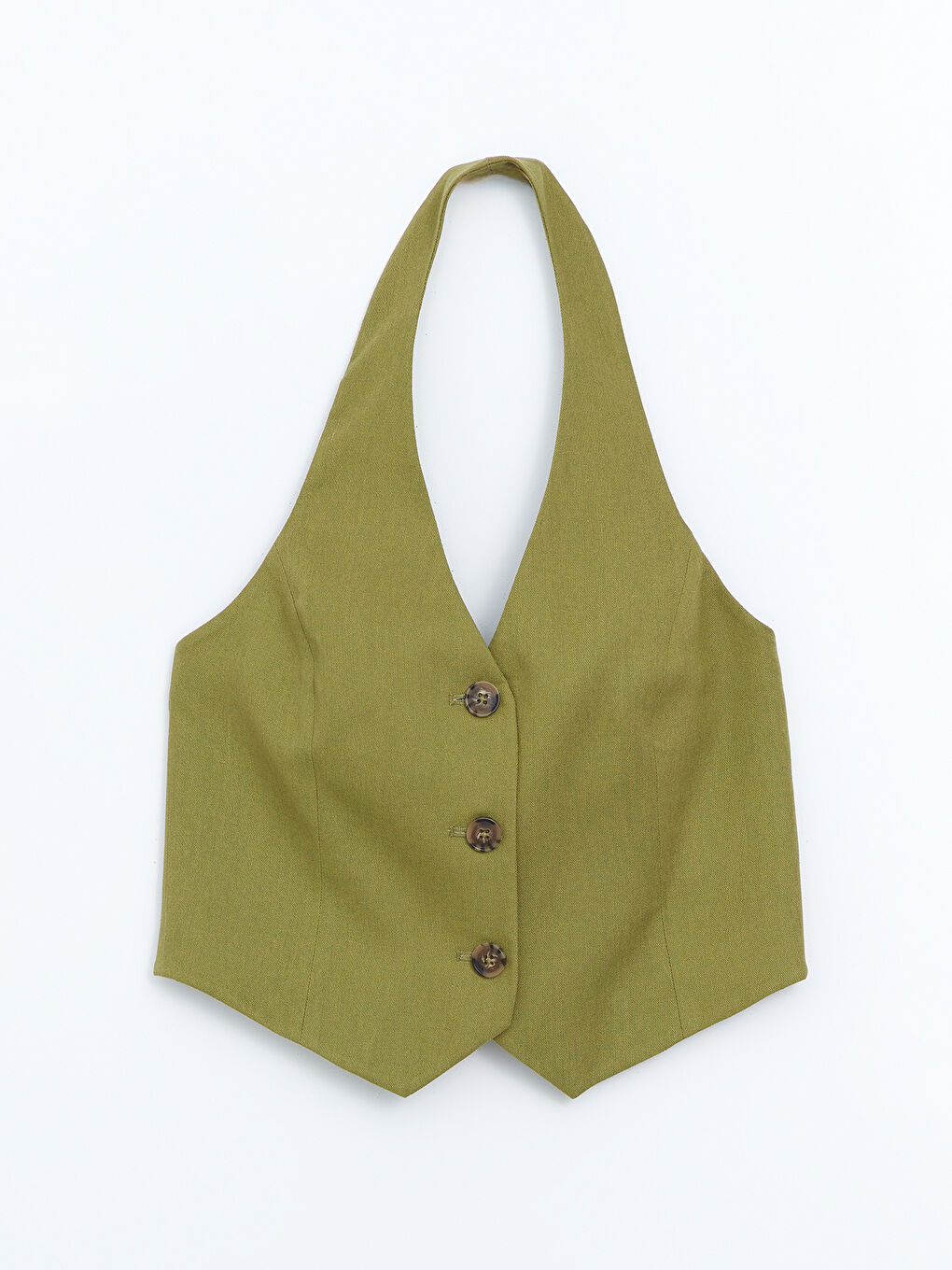 V-Neck Linen Blend Women's Classic Waistcoat -S5G519Z8-VDM