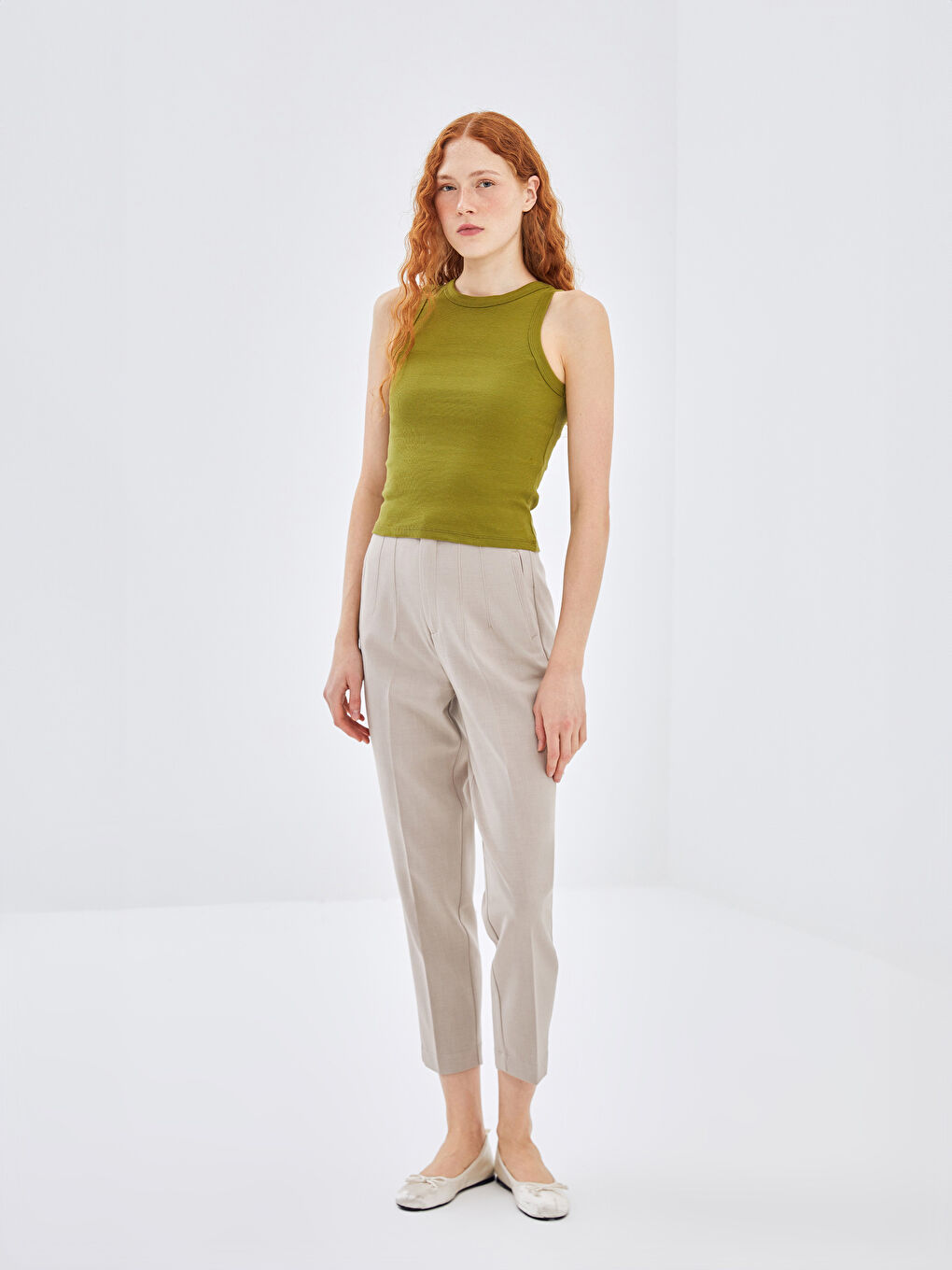 Crew Neck Textured Women's Tank Top -S5G525Z8-R1B