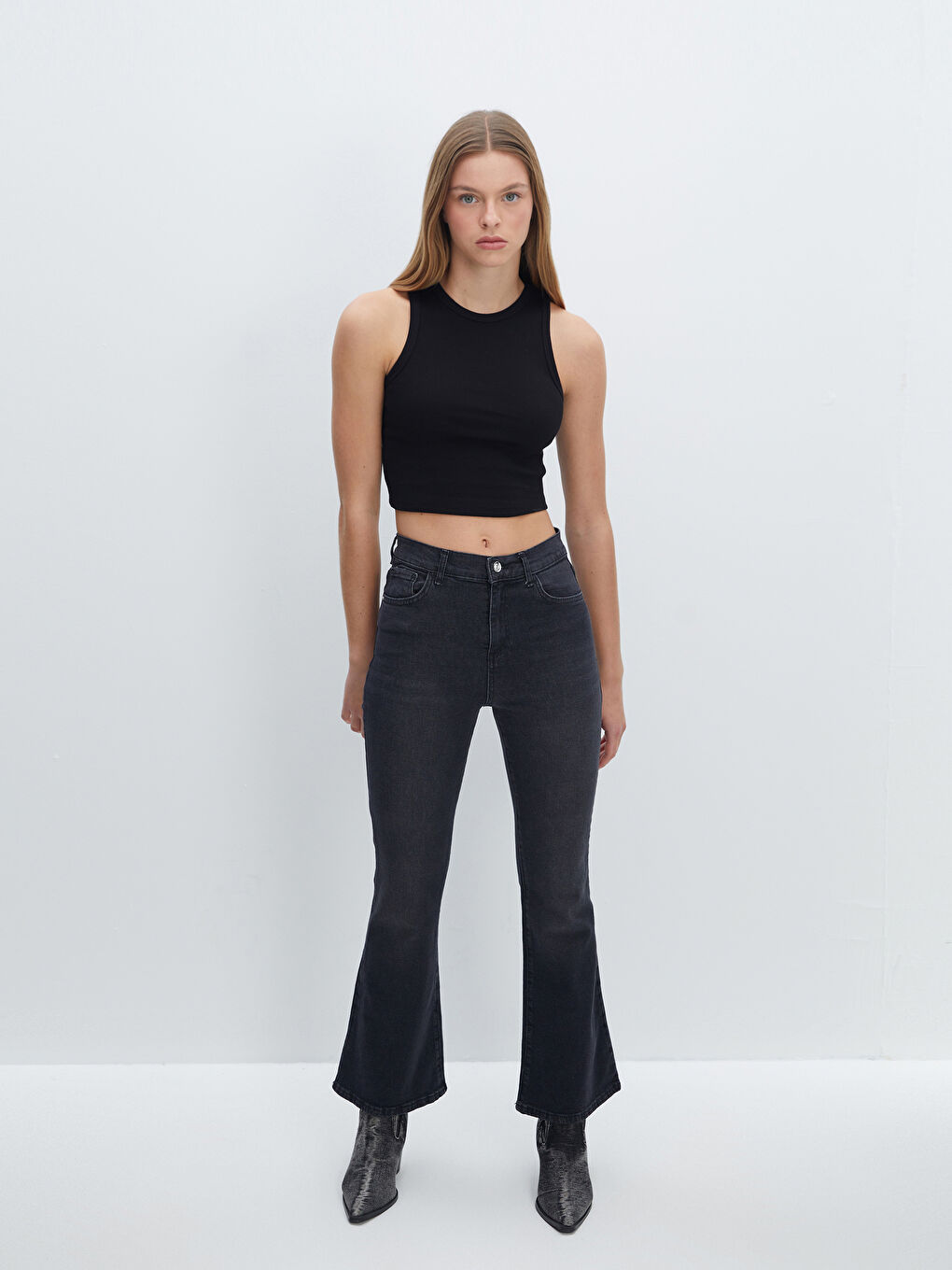 Crew Neck Textured Women's Crop Top -S5G526Z8-CVL