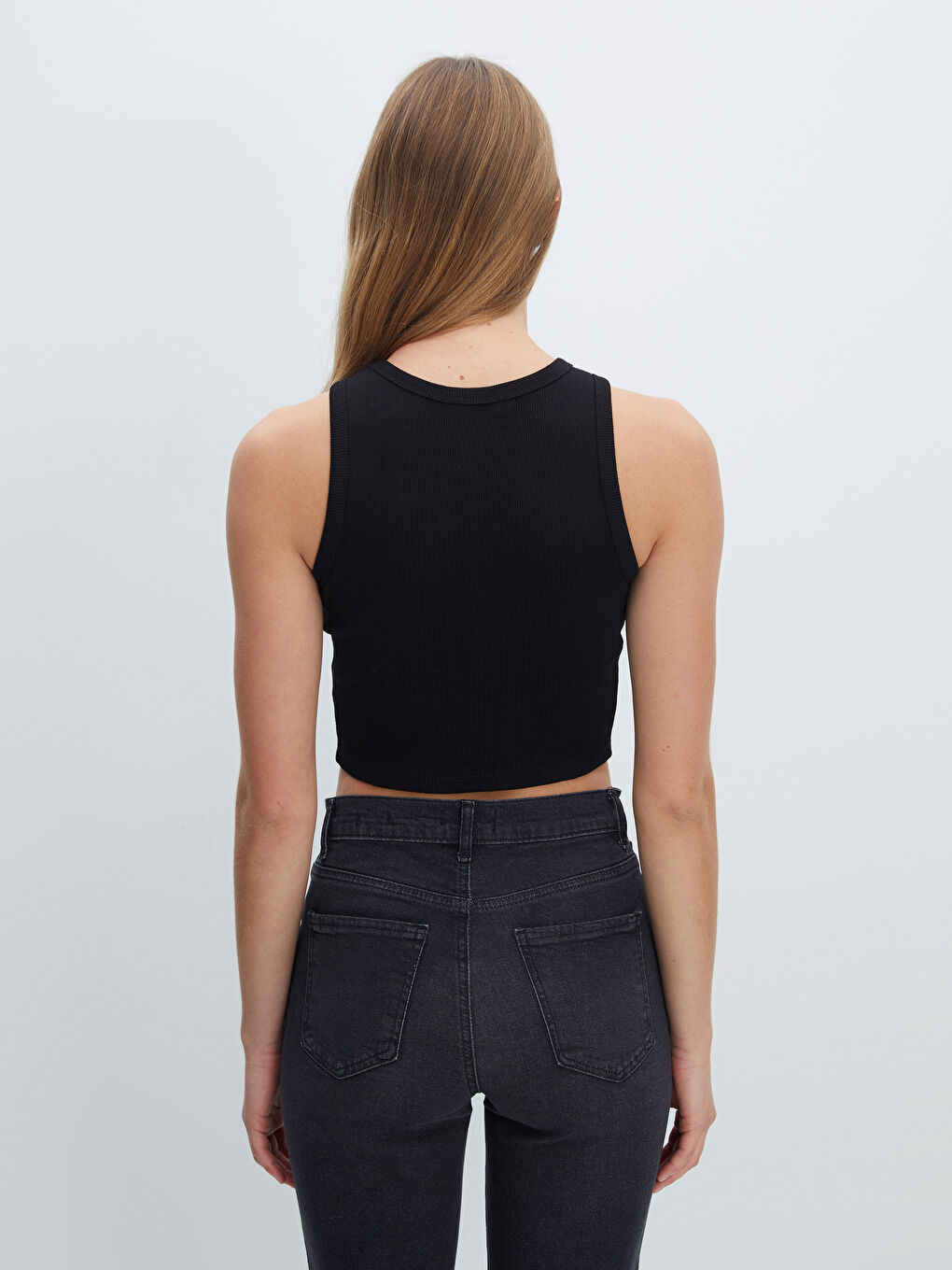 Crew Neck Textured Women's Crop Top -S5G526Z8-CVL