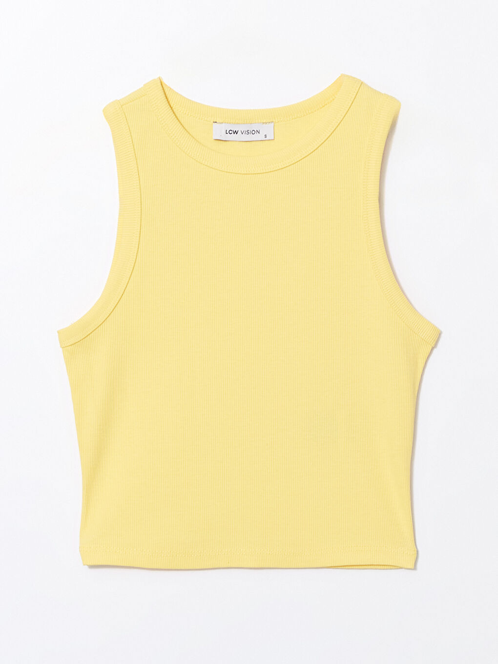 Crew Neck Textured Women's Crop Top -S5G526Z8-FSG