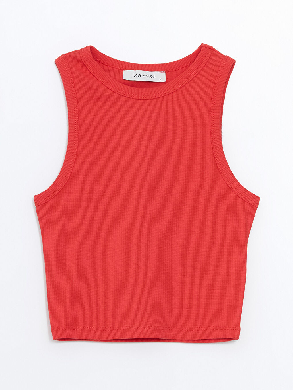 Crew Neck Textured Women's Crop Top -S5G526Z8-GRQ