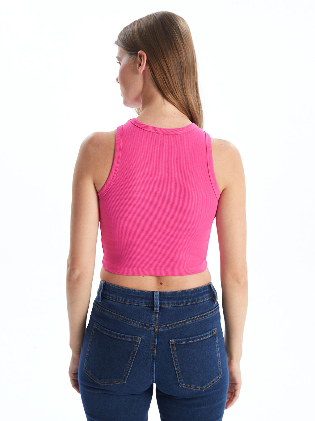 Crew Neck Textured Women's Crop Top -S5G526Z8-GZ6