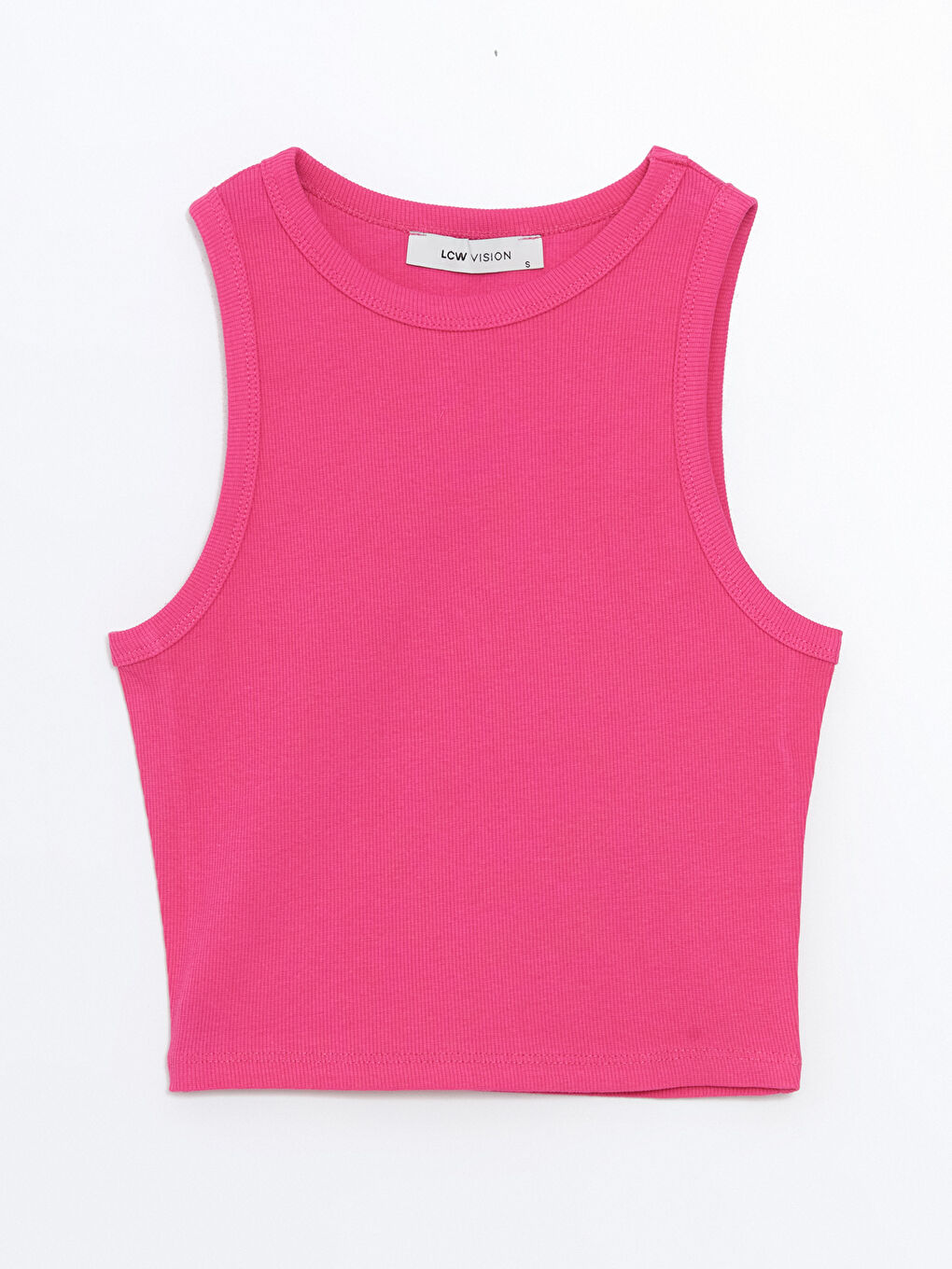 Crew Neck Textured Women's Crop Top -S5G526Z8-GZ6