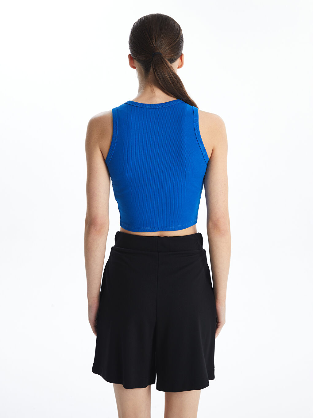 Crew Neck Textured Women's Crop Top -S5G526Z8-HGU