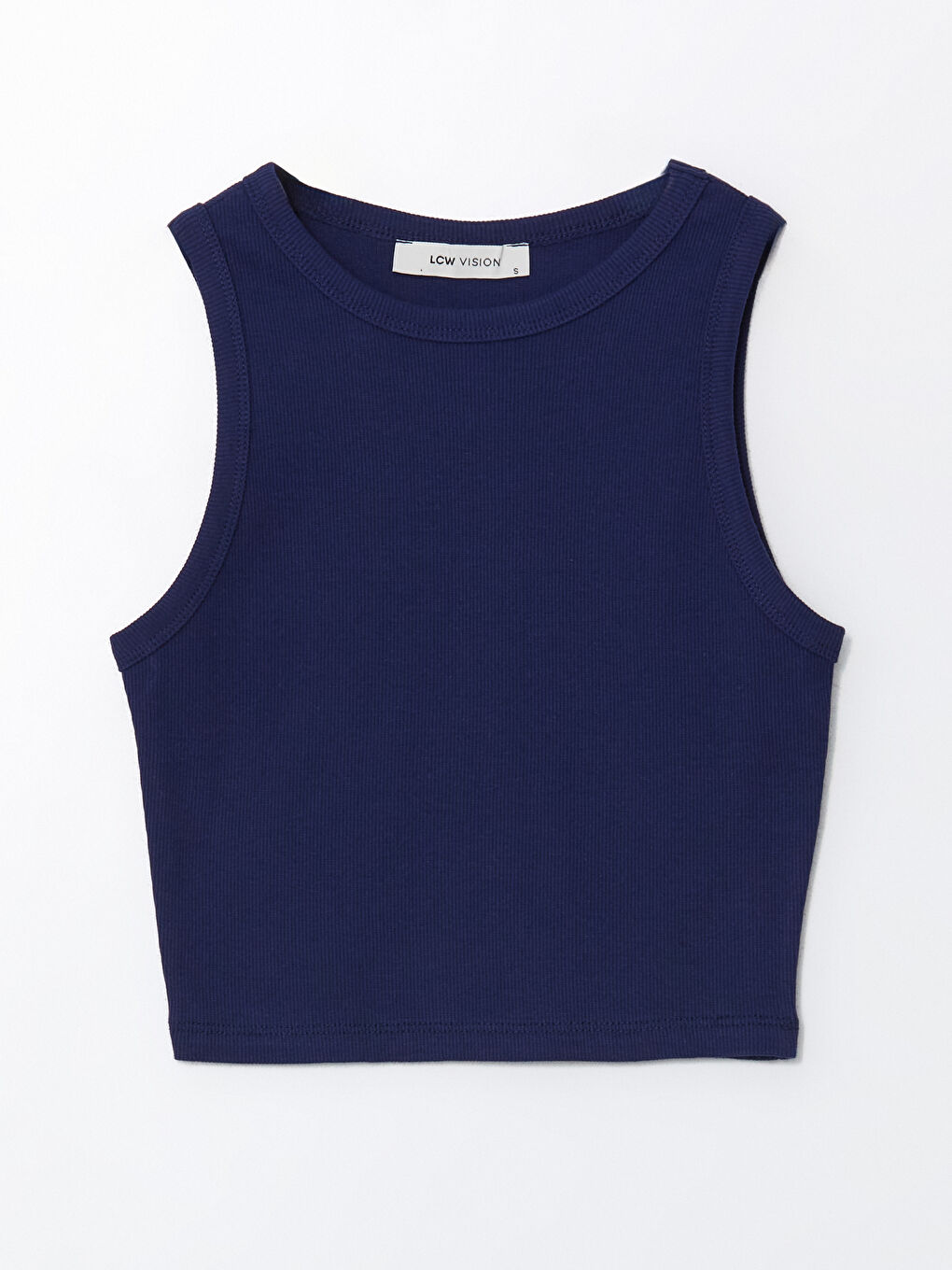 Crew Neck Textured Women's Crop Top -S5G526Z8-HPN