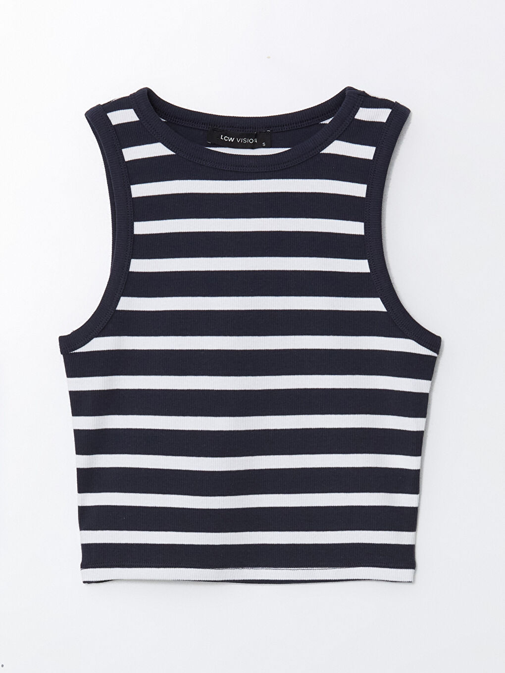 Crew Neck Striped Women's Crop Top -S5G527Z8-LGS