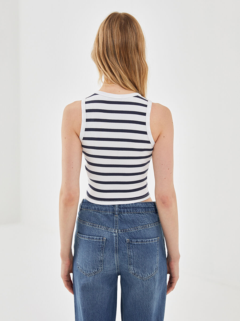Crew Neck Striped Women's Crop Top -S5G527Z8-LJX