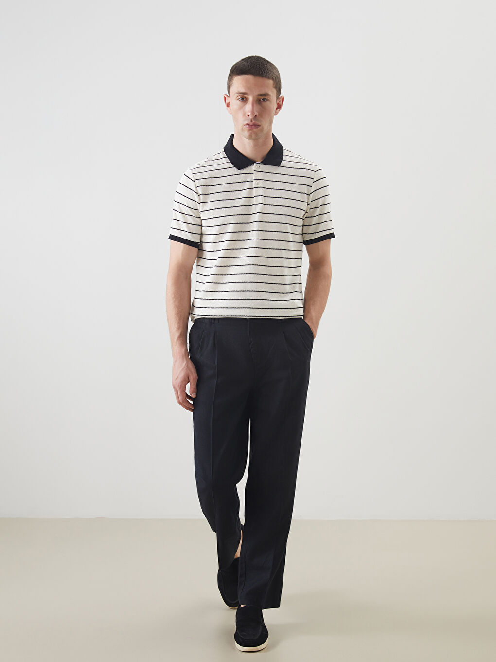 Standard Fit Linen Blended Men's Trousers -S5G539Z8-CVL