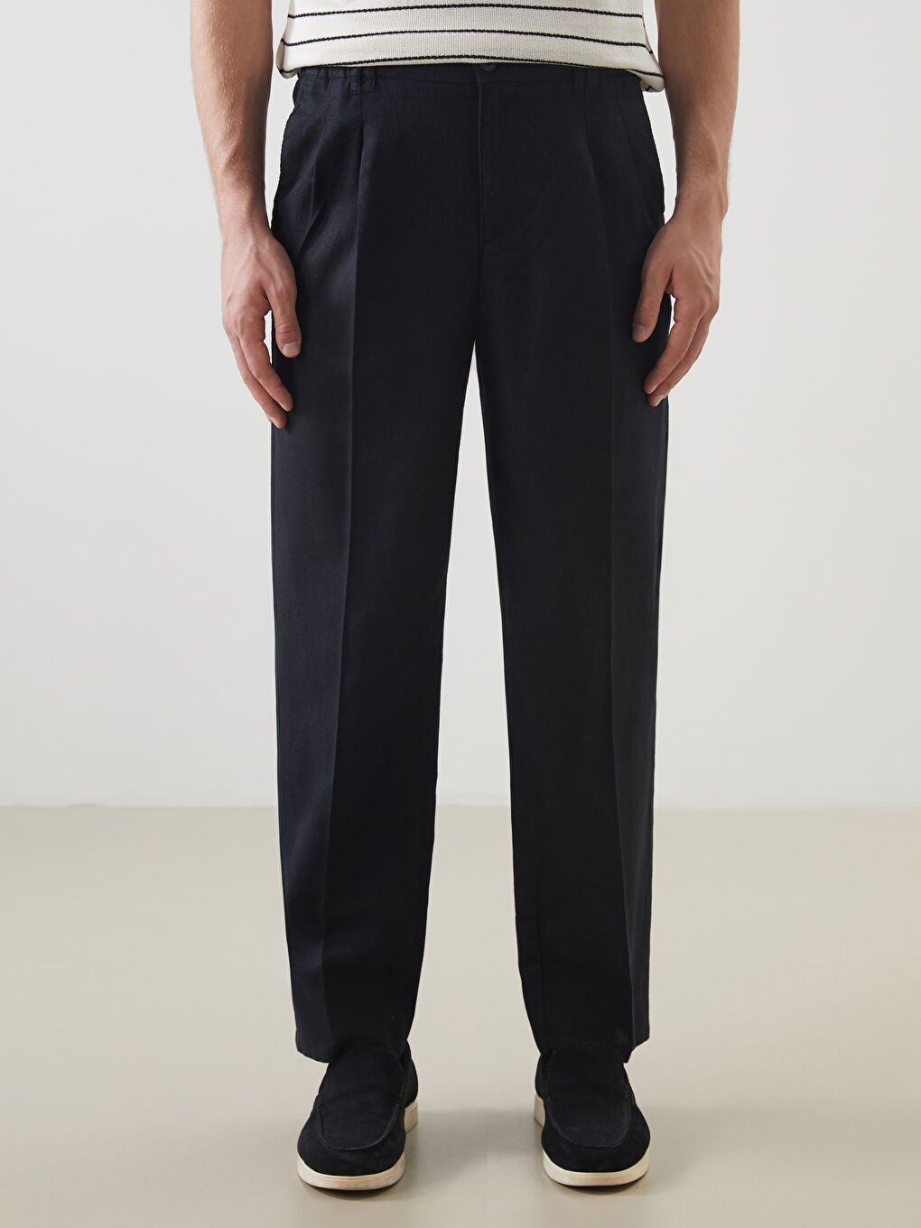 Standard Fit Linen Blended Men's Trousers -S5G539Z8-CVL