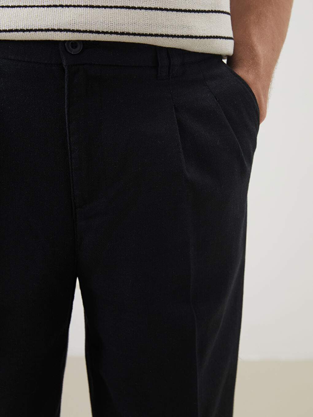 Standard Fit Linen Blended Men's Trousers -S5G539Z8-CVL