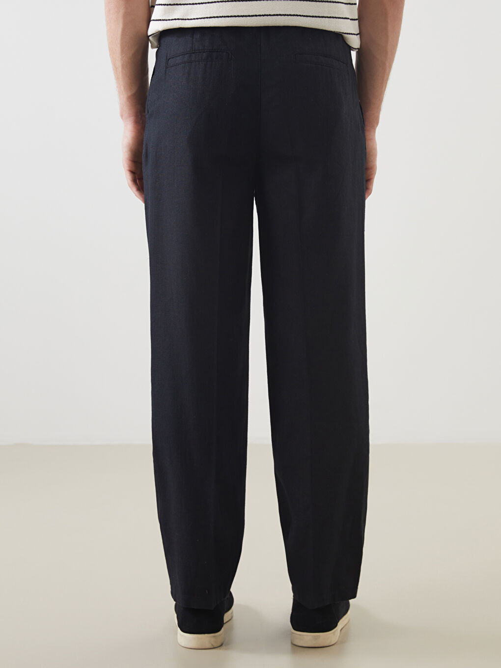 Standard Fit Linen Blended Men's Trousers -S5G539Z8-CVL