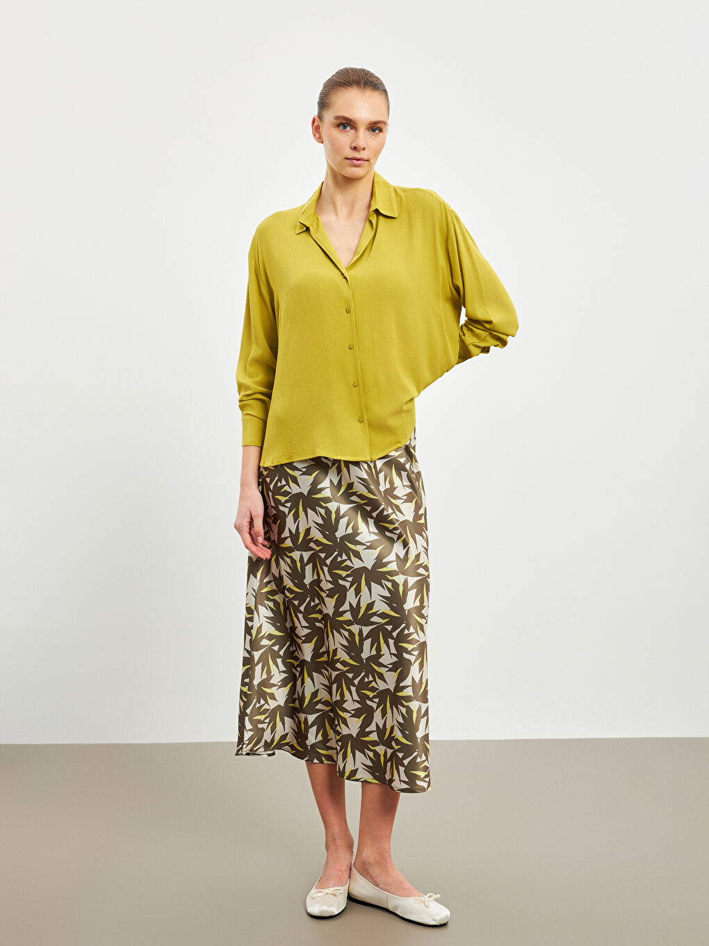 Textured Oversize Crinkle Women's Shirt -S5G562Z8-K95