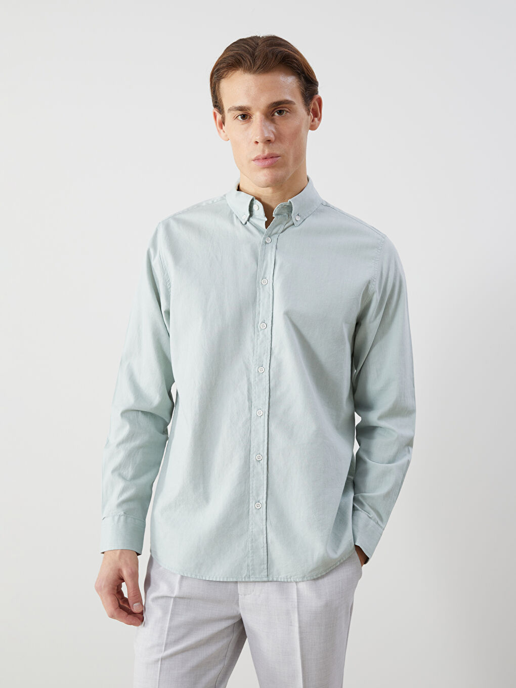 Slim Fit Long Sleeve Oxford Men's Shirt -S5G566Z8-Z4F