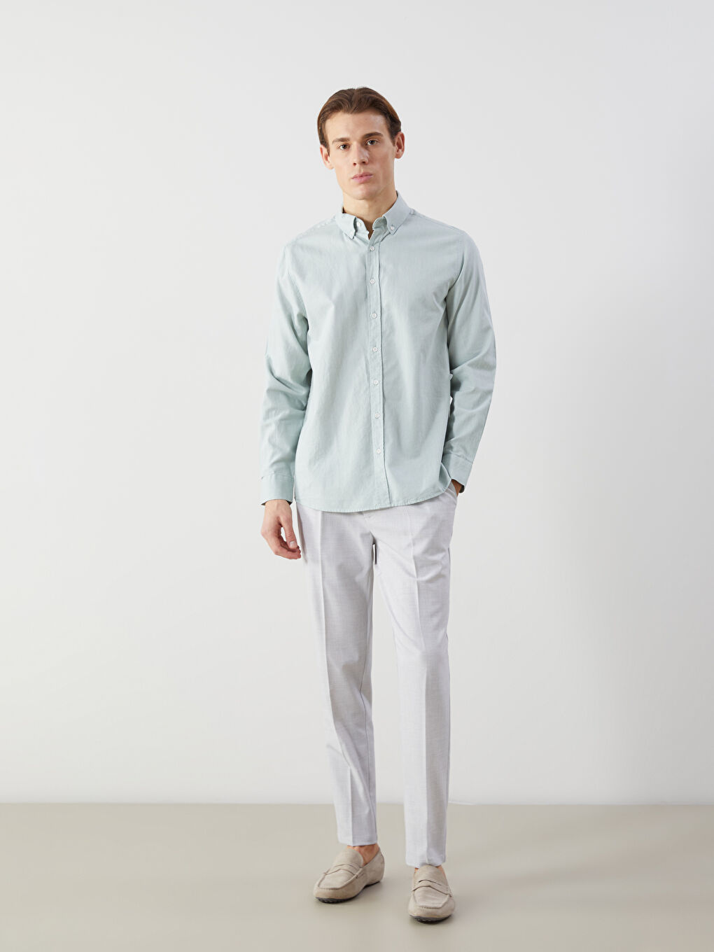 Slim Fit Long Sleeve Oxford Men's Shirt -S5G566Z8-Z4F