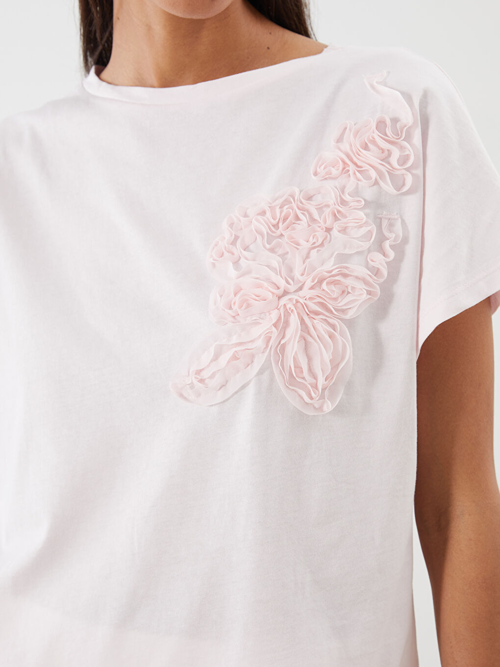 LCWAIKIKI Classic Rundhals-T-Shirt für Damen mit Applikationen -S5G610Z8-QVT