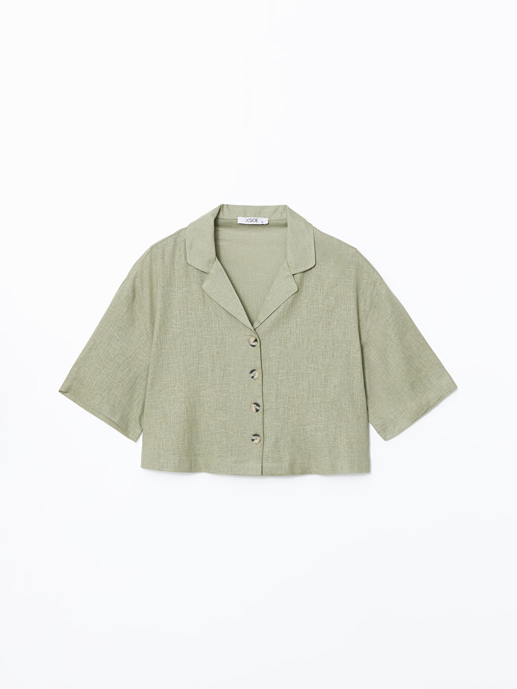 Linen Blend Crop Women's Shirt -S5G654Z8-VVR