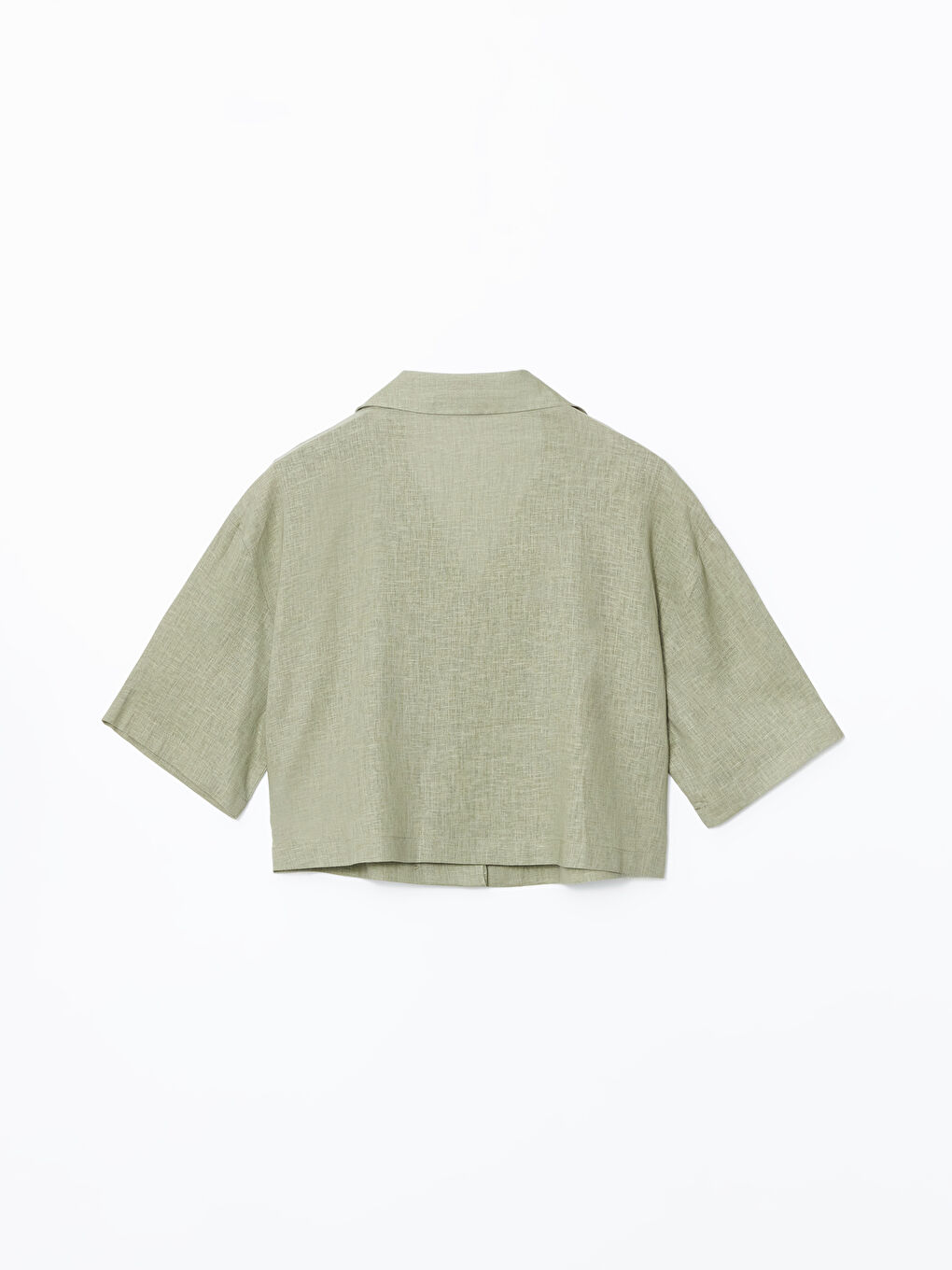Linen Blend Crop Women's Shirt -S5G654Z8-VVR