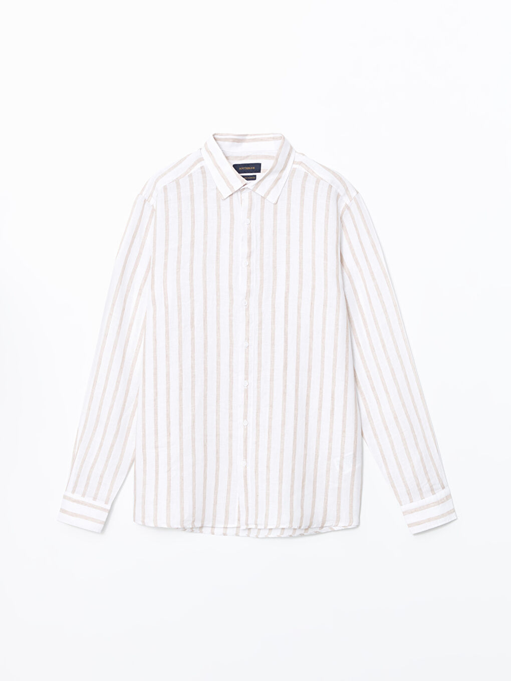 Regular Fit Long Sleeve Striped Linen Men's Shirt -S5G667Z8-ELZ