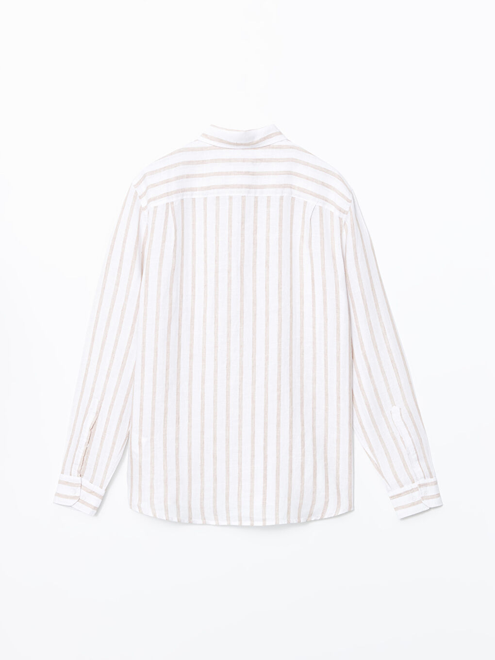 Regular Fit Long Sleeve Striped Linen Men's Shirt -S5G667Z8-ELZ