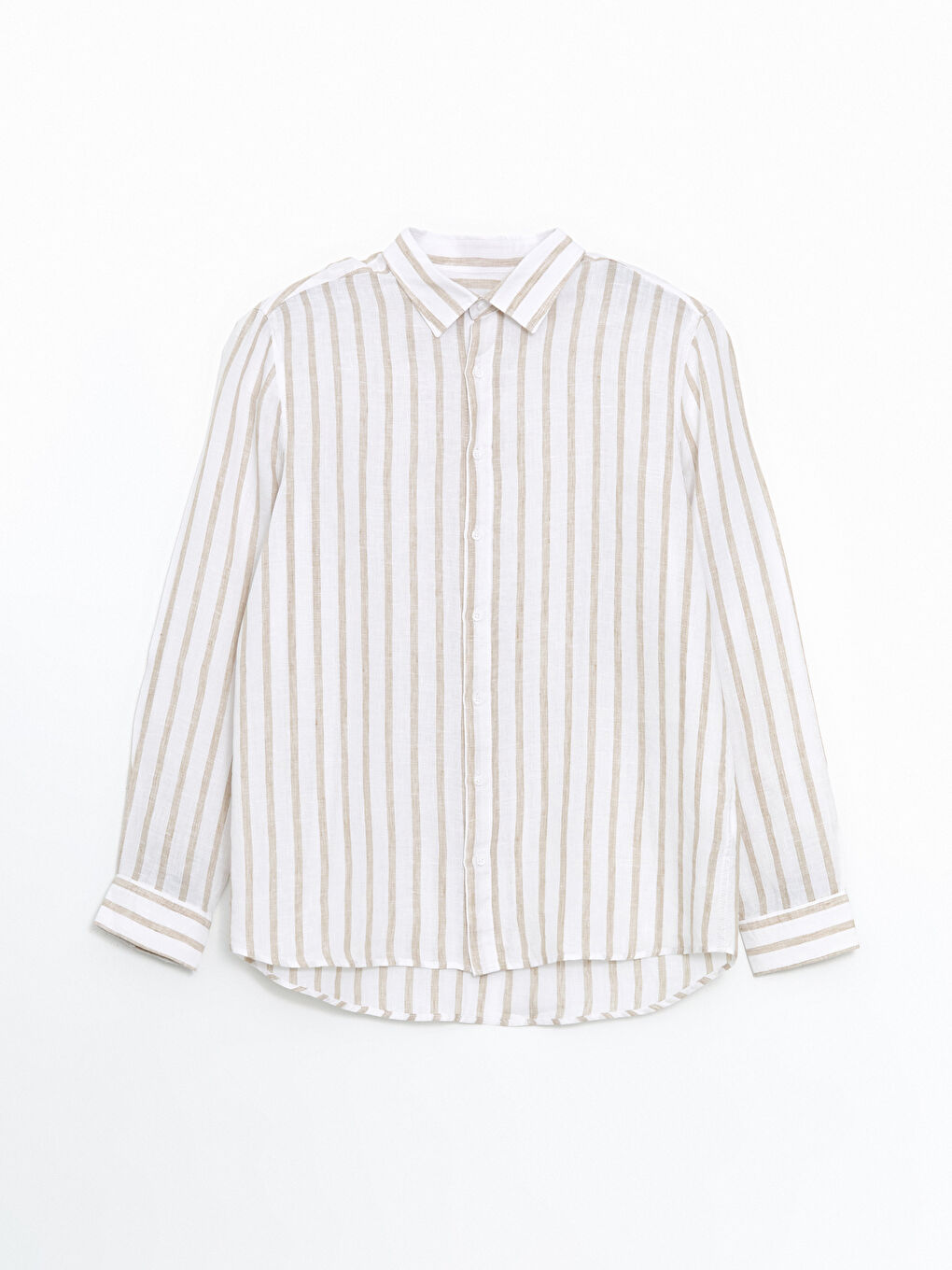 Regular Fit Long Sleeve Striped Linen Men's Shirt -S5G667Z8-ELZ