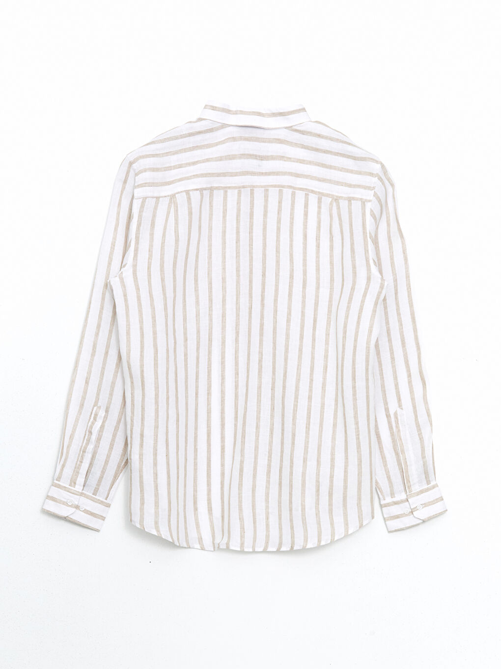Regular Fit Long Sleeve Striped Linen Men's Shirt -S5G667Z8-ELZ