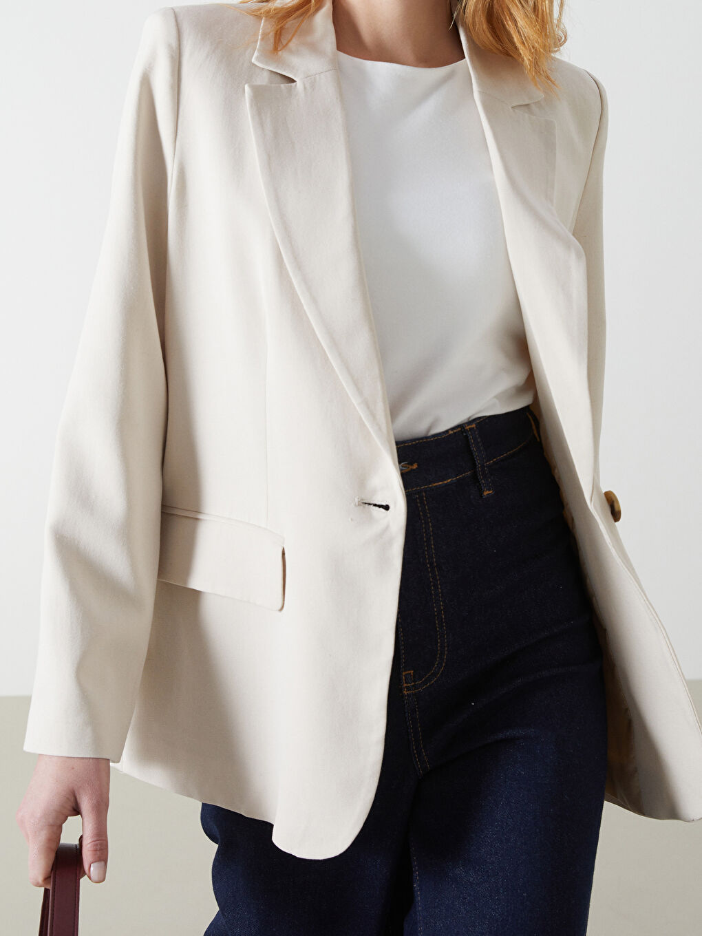 Linen Blend Women's Blazer Jacket -S5G741Z8-CTL