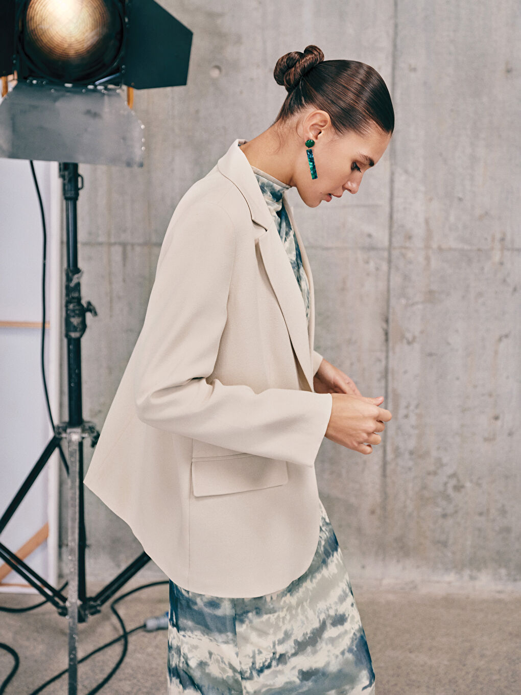Linen Blend Women's Blazer Jacket -S5G741Z8-CTL