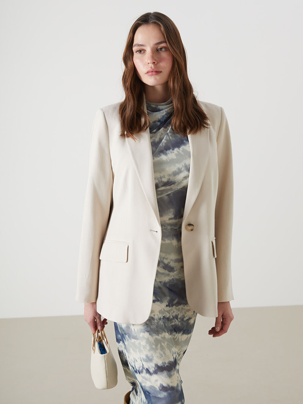 Linen Blend Women's Blazer Jacket -S5G741Z8-CTL