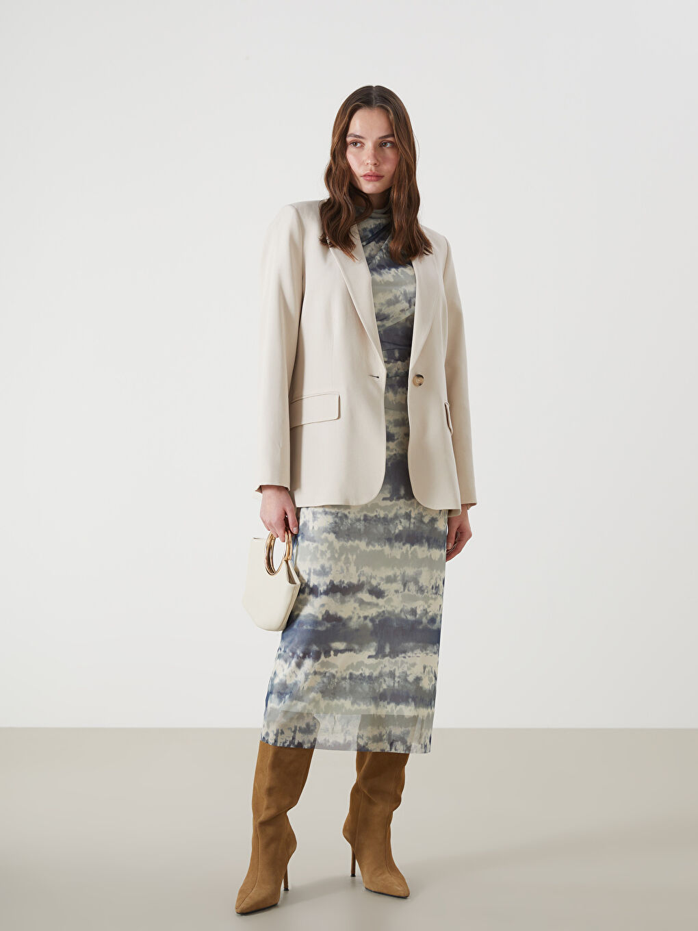 Linen Blend Women's Blazer Jacket -S5G741Z8-CTL