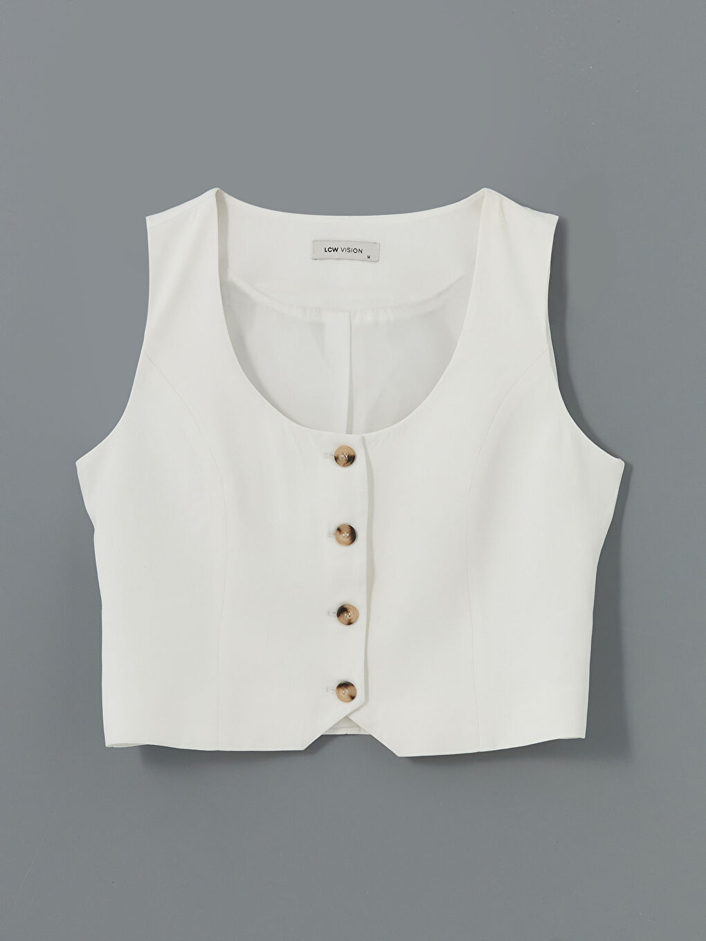 U Neck Linen Blend Women's Classic Waistcoat -S5G745Z8-J5F