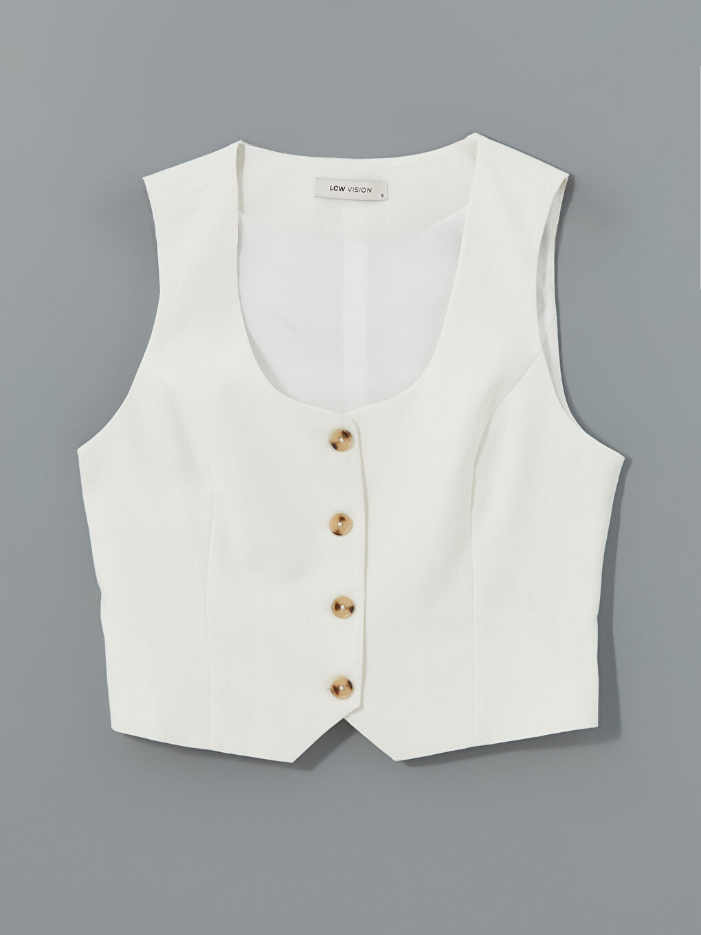 U Neck Linen Blend Women's Classic Waistcoat -S5G747Z8-J5F