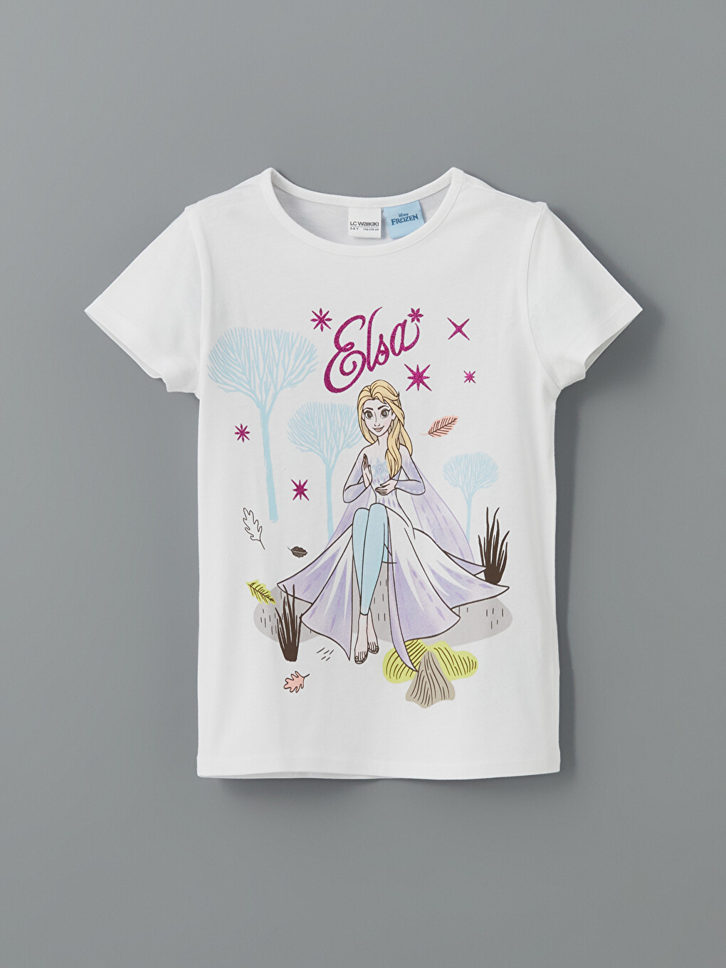 Beyaz Frozen Baskılı Kız Çocuk Pijama Üst