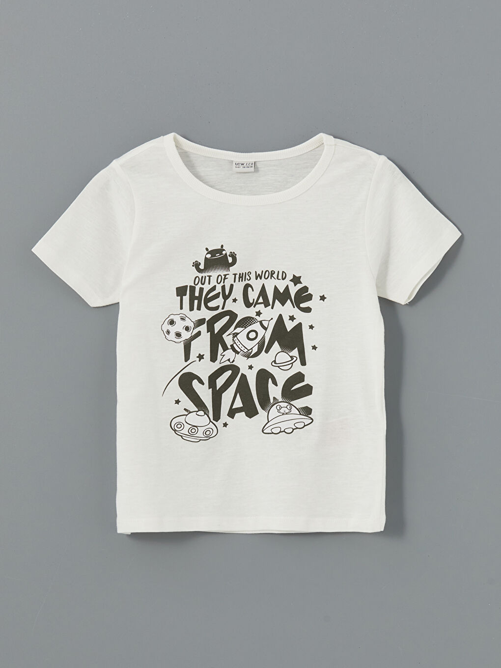 Beyaz Bisiklet Yaka Erkek Çocuk Pijama Üst