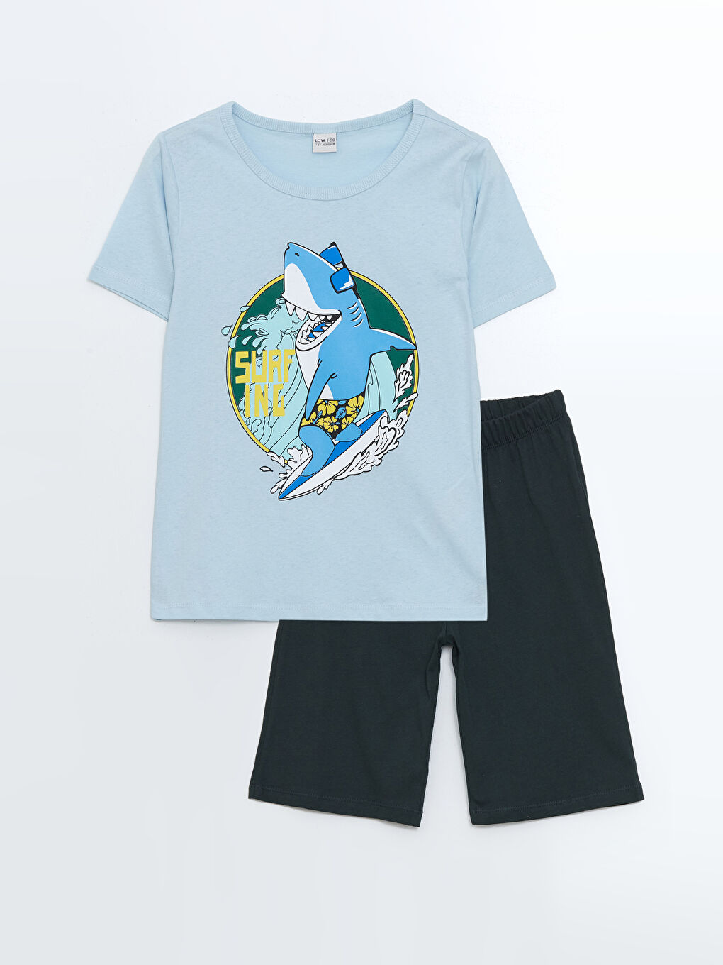 Crew Neck Boys' Shorts Pyjama Set -S5G811Z4-ENS