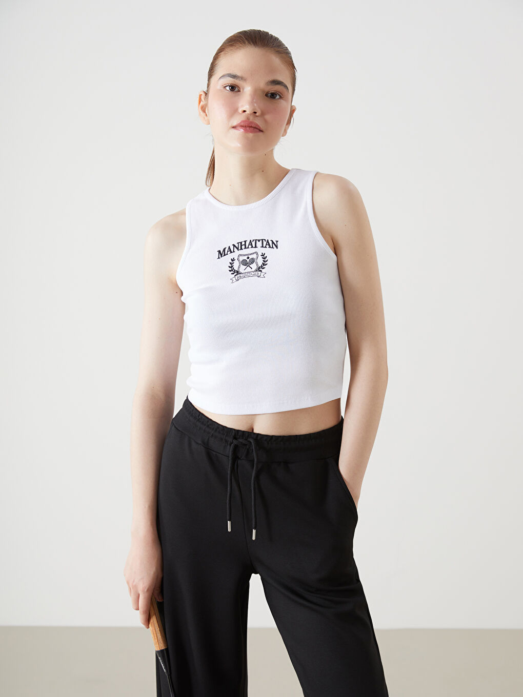 Crew Neck Manhattan Embroidered Women's Crop Top -S5G816Z8-Q6K