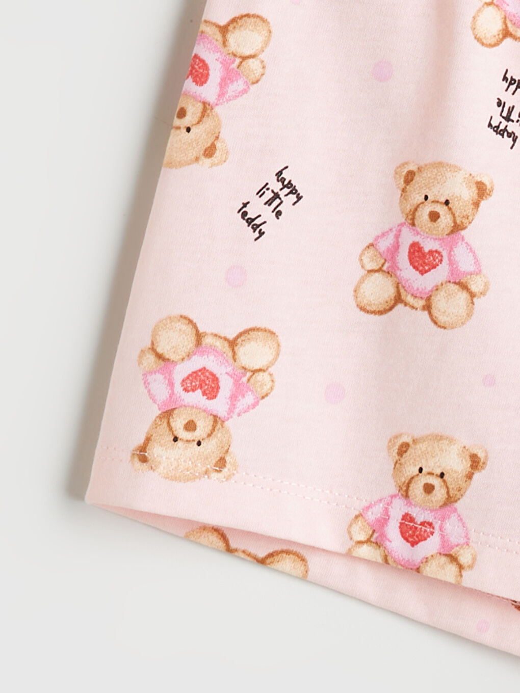 Pembe Ayı Teddy Baskılı Kız Çocuk Pijama Alt-1