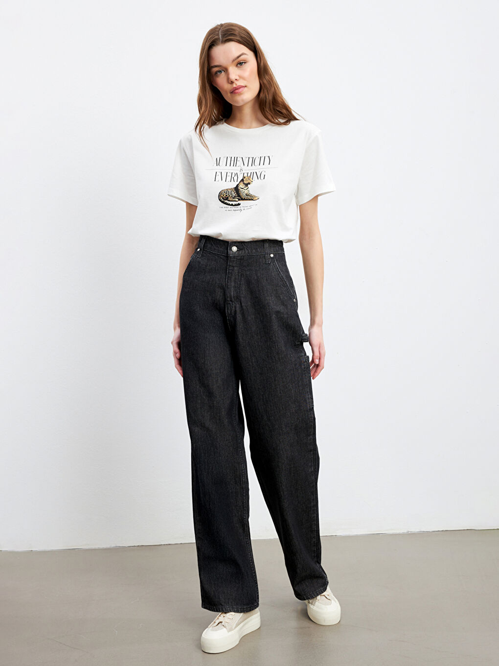 Jean Jambe Large pour Femmes-3